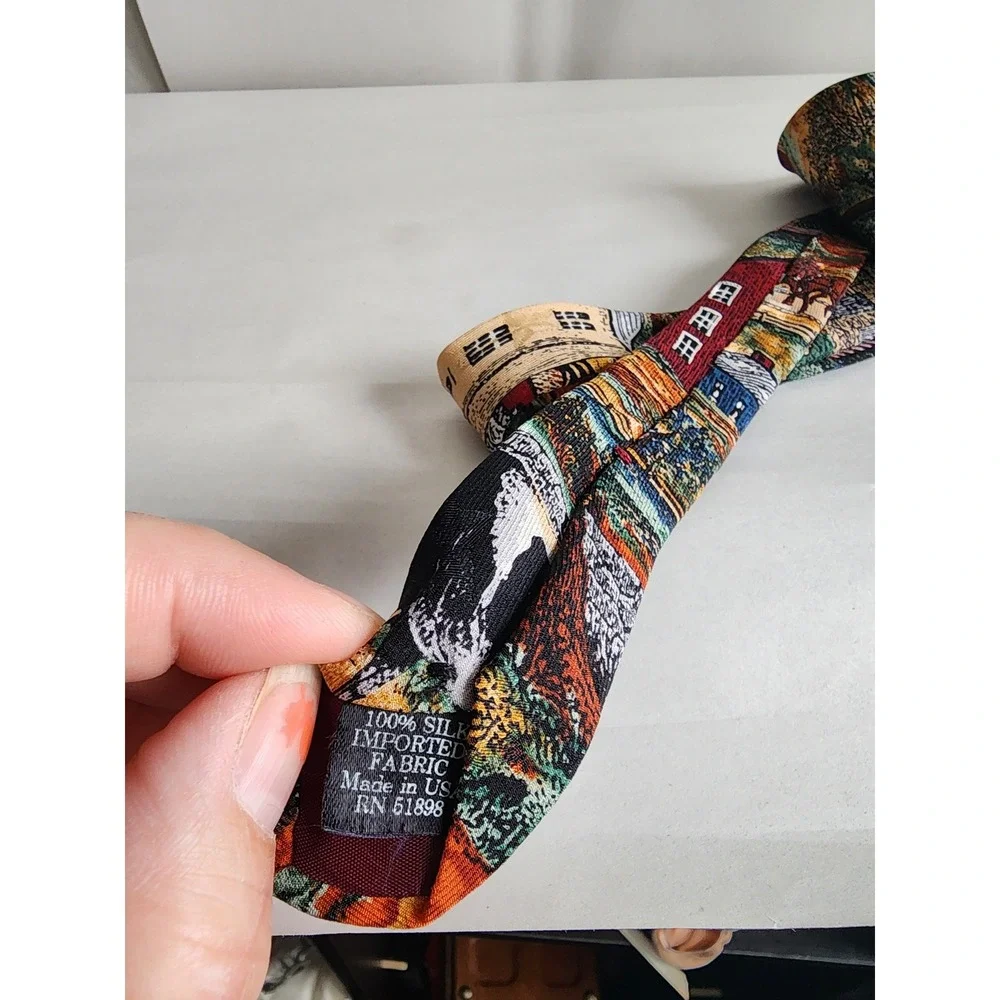 Tango by Max Raab Mens Silk Tie Americana Country Farm Barn Cow Novelty Print
